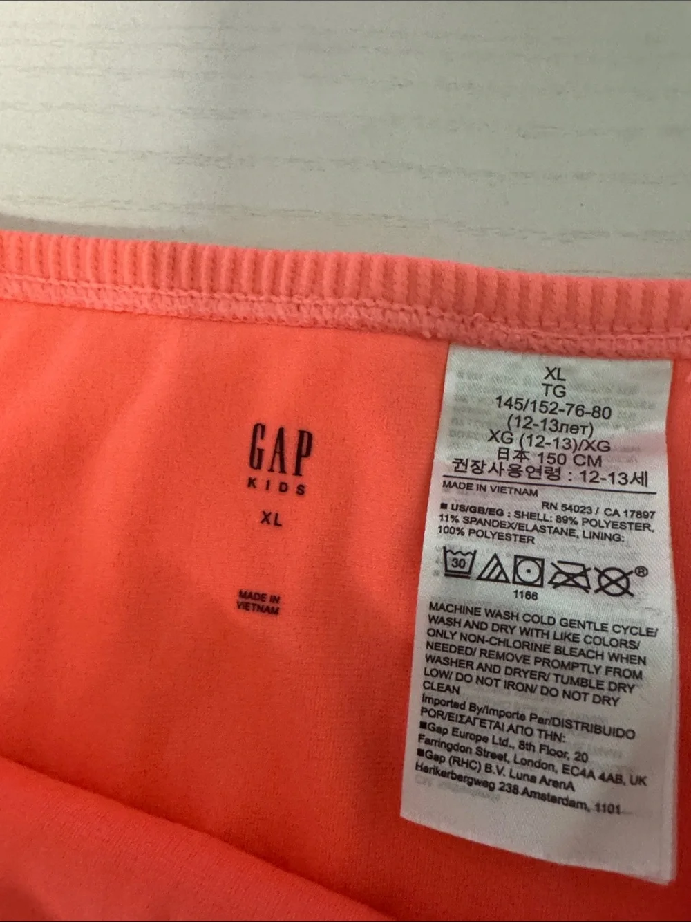 GAP Girls Neon Coral Ribbed Two-Piece Swim Set